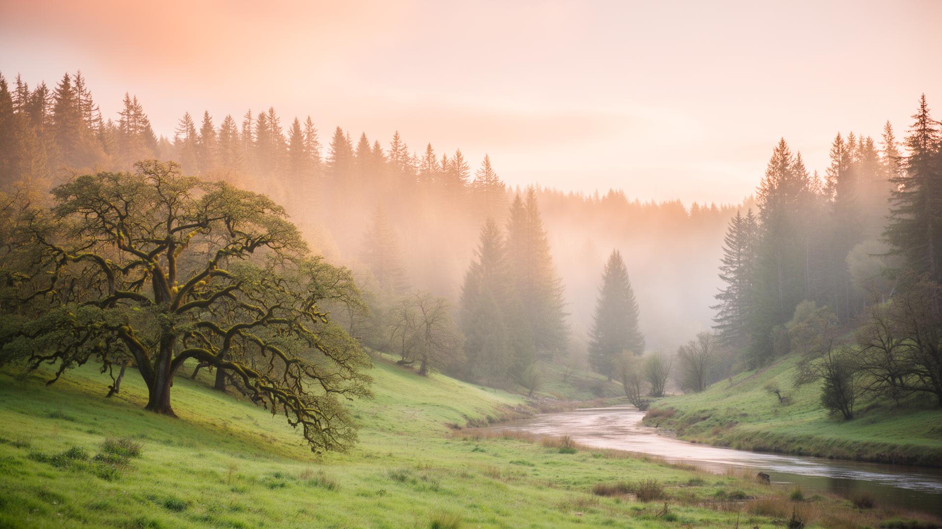 Soft Pacific Northwest morning near Albany, Oregon